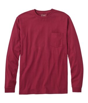 Men's Carefree Unshrinkable Tee with Pocket, Traditional Fit, Long-Sleeve