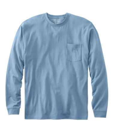 Men's Carefree Unshrinkable Tee with Pocket, Traditional Fit Long-Sleeve