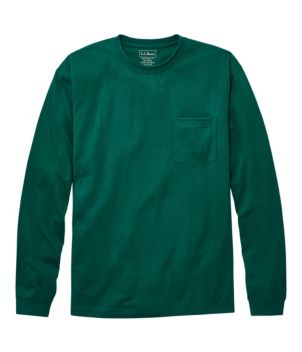 Men's Carefree Unshrinkable Tee with Pocket, Traditional Fit, Long-Sleeve