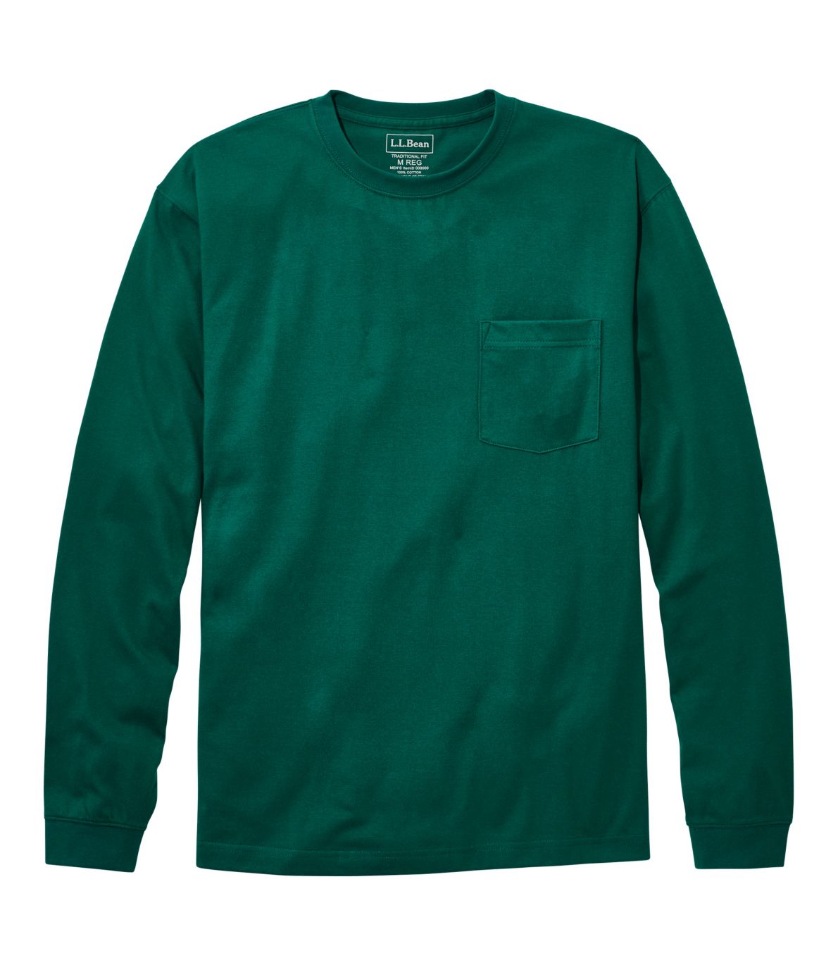 Men's Carefree Unshrinkable Tee with Pocket, Traditional Fit, Long-Sleeve