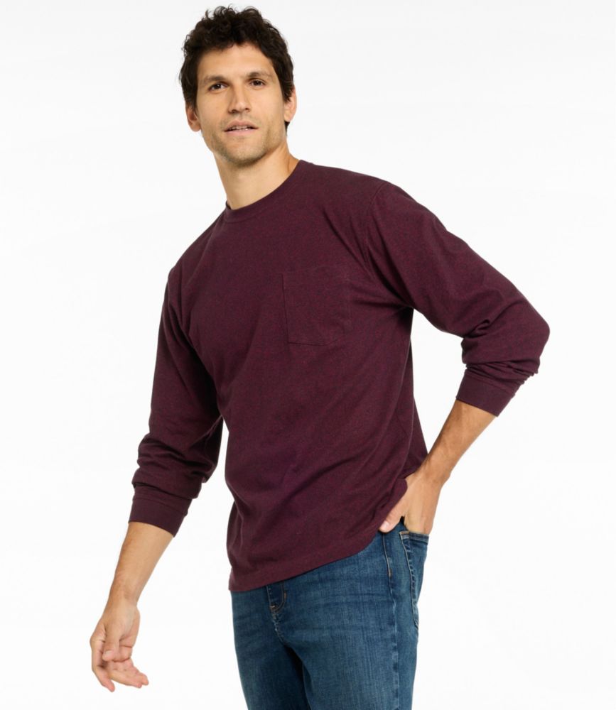 Men's Carefree Unshrinkable Tee with Pocket, Traditional Fit, Long-Sleeve