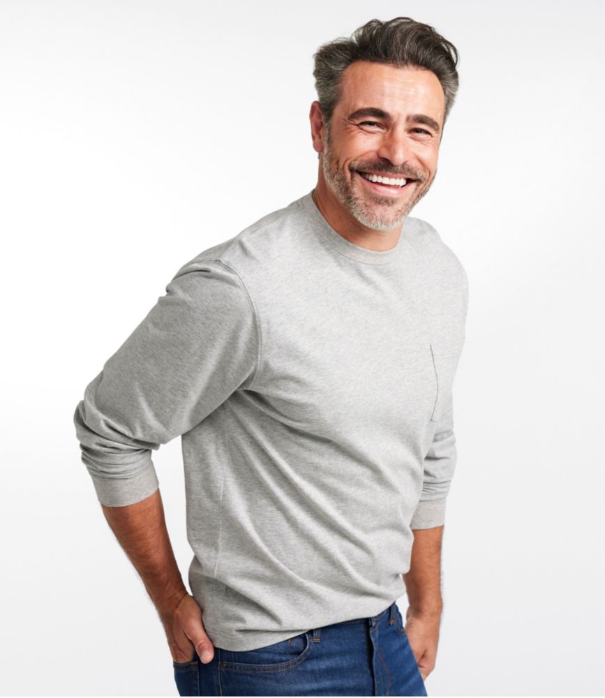 Men's Carefree Unshrinkable Tee with Pocket, Traditional Fit, Long-Sleeve