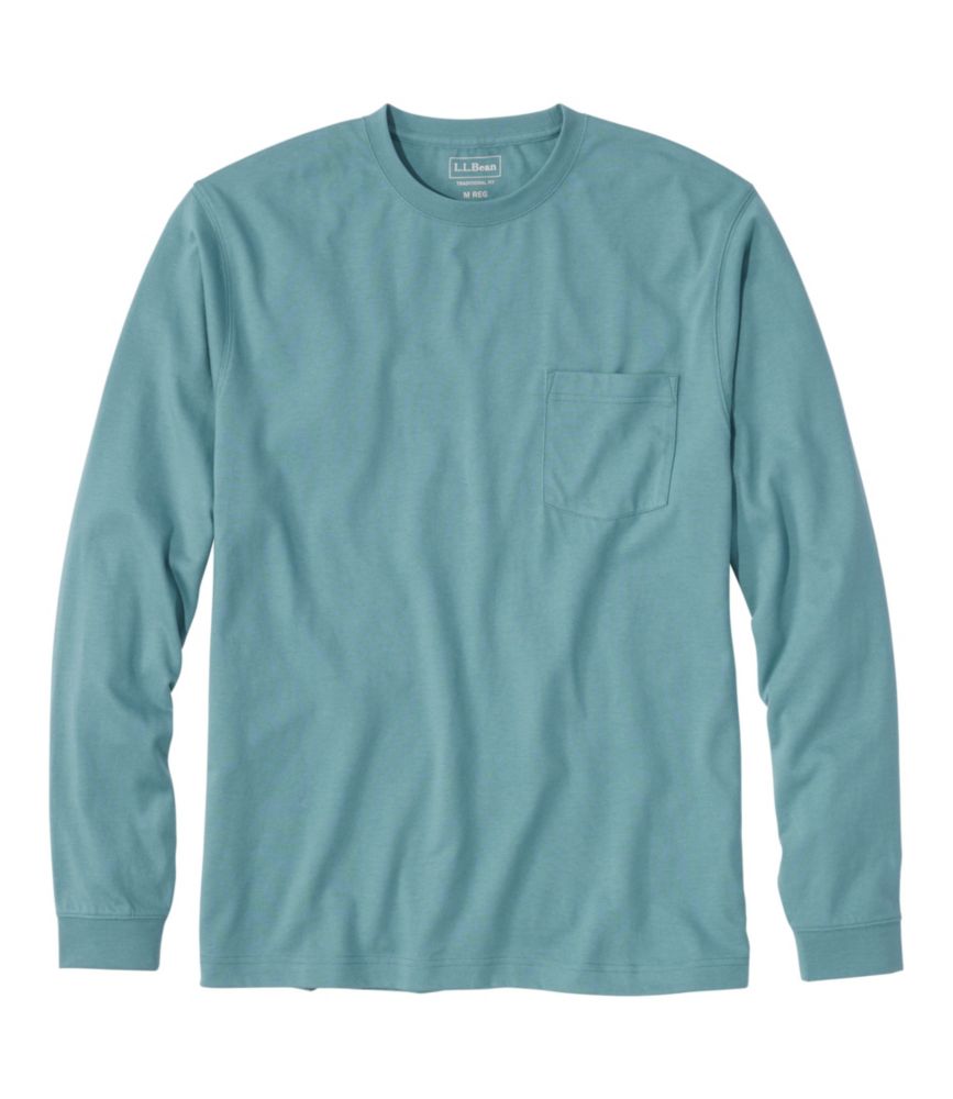Men's Carefree Unshrinkable Tee with Pocket, Traditional Fit, Long-Sleeve