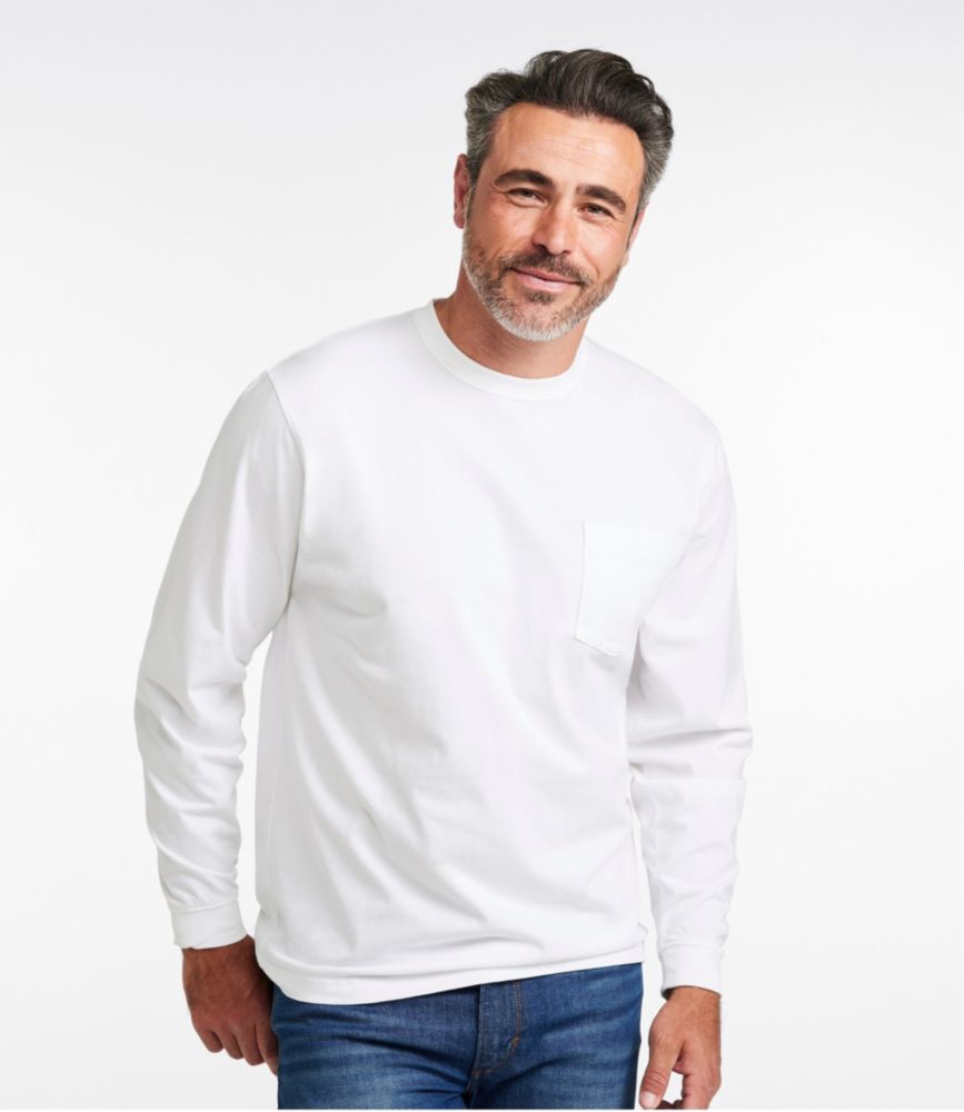 Men's Carefree Unshrinkable Tee with Pocket, Traditional Fit, Long-Sleeve