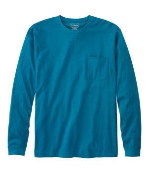 Men's Carefree Unshrinkable Tee with Pocket, Traditional Fit Long Sleeve