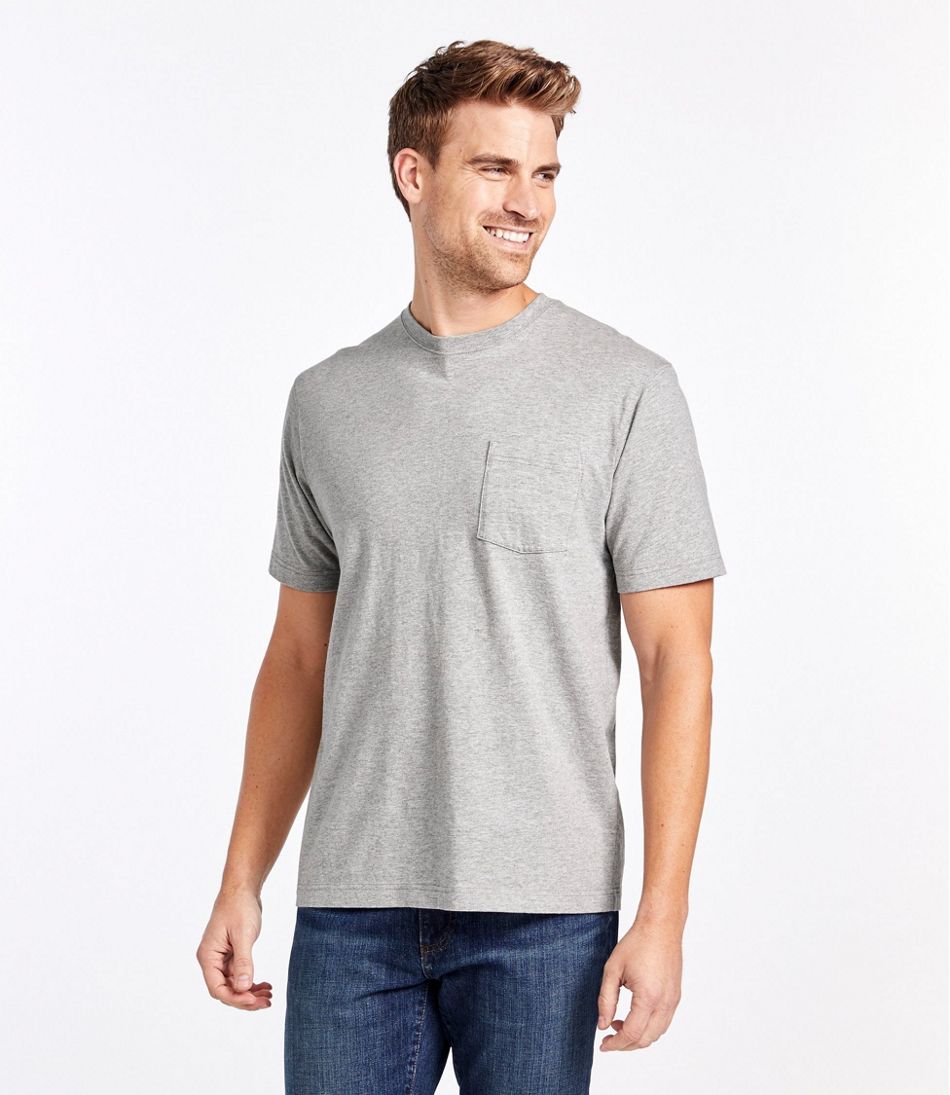 L.L.Bean Carefree Unshrinkable T-Shirt Without Pocket Long Sleeve Men's Clothing Black : MD