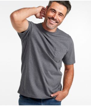 Men's Carefree Unshrinkable Tee with Pocket, Traditional Fit