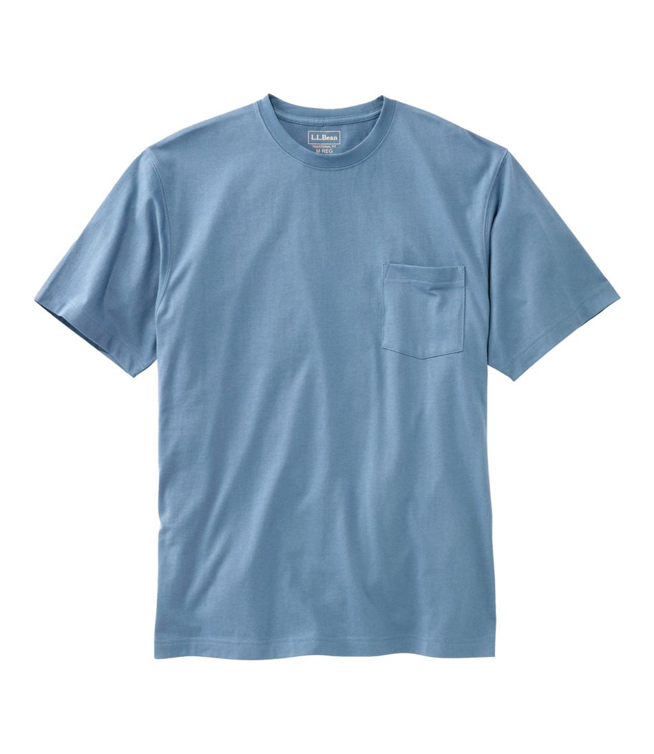 Men's Carefree Non-shrink Tee with Pocket, Traditional Fit Delta Blue Extra Large, Cotton | L.L.Bean