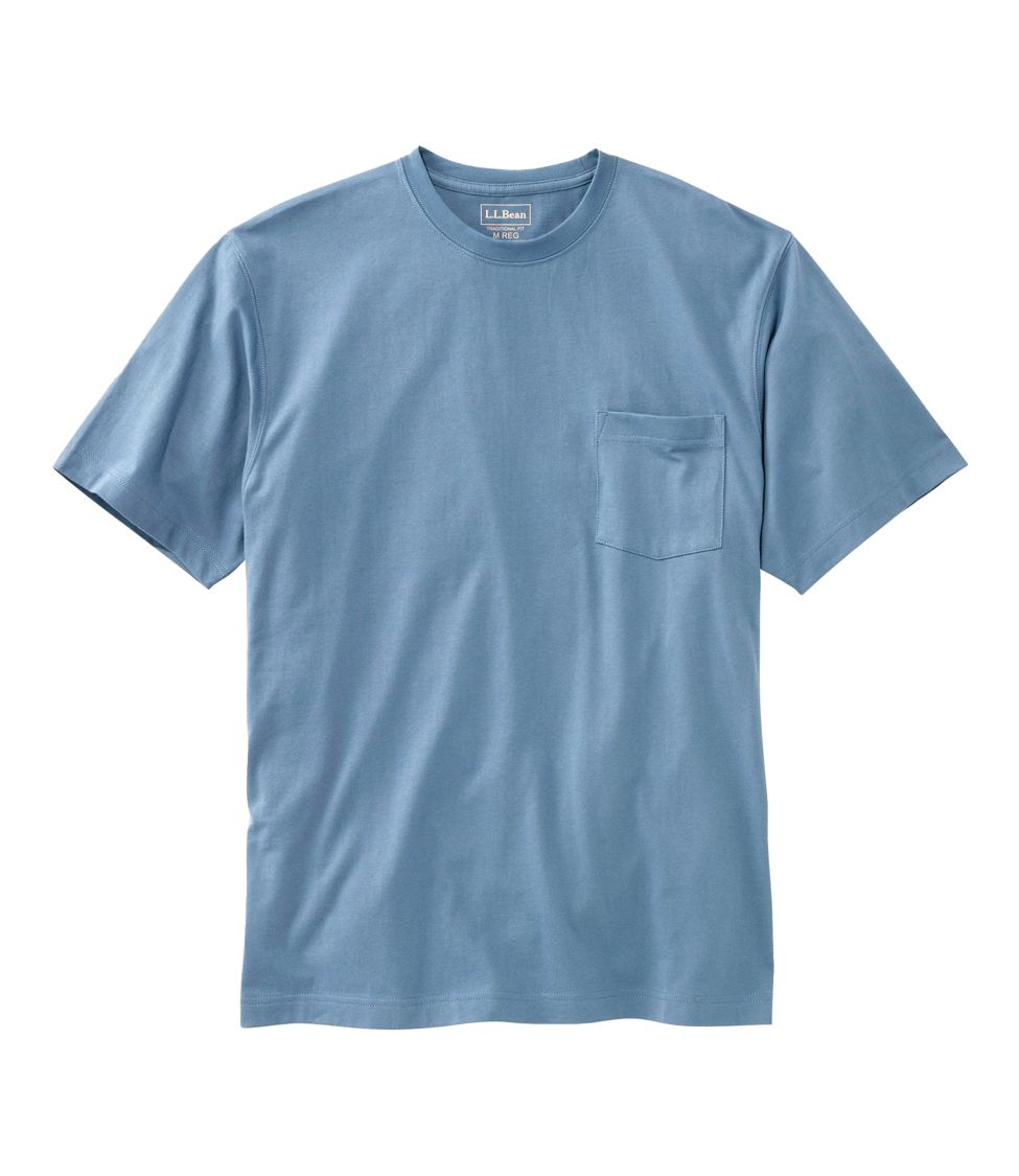 Men's Carefree Unshrinkable Tee with Pocket, Traditional Fit at