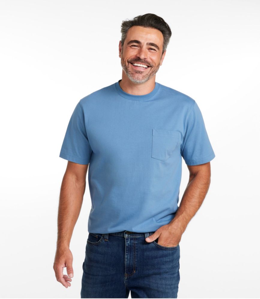Men's Carefree Unshrinkable Tee with Pocket, Traditional Fit LLBean short sleeve T-Shirt