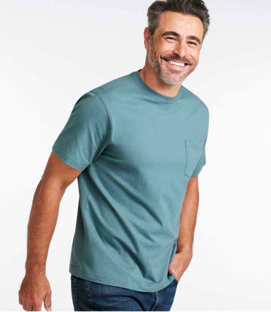 Men's Carefree Unshrinkable Tee with Pocket, Traditional Fit