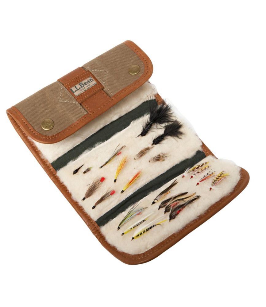 Waxed Canvas, Leather and Shearling Fly Fishing Hybrid Streamer and Leader  Wallet -  Canada