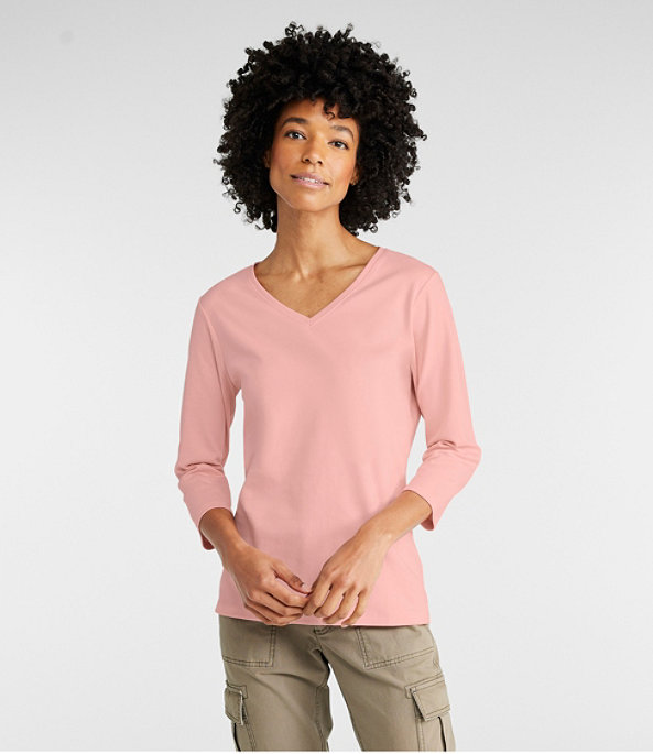 Interlock V-Neck 3/4-Sleeve, Dark Cranberry, large image number 1