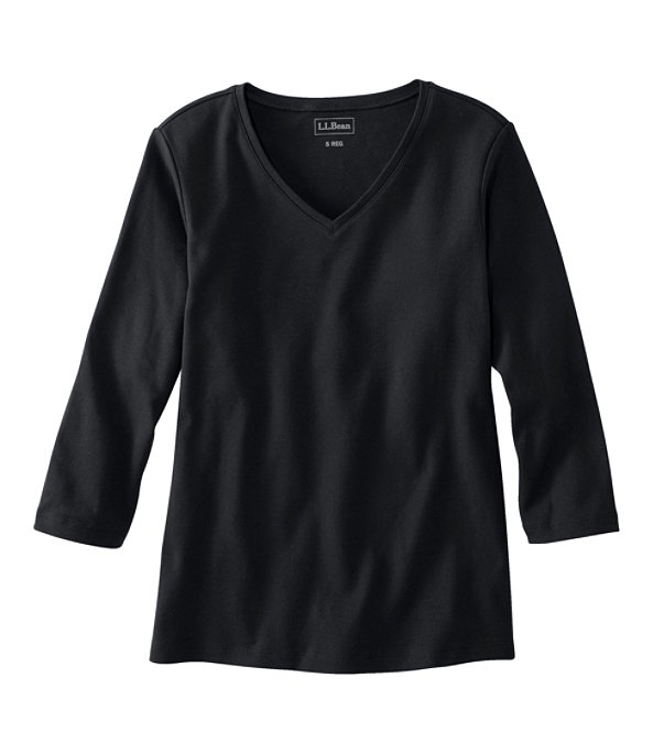 Interlock V-Neck 3/4-Sleeve, Black, large image number 0