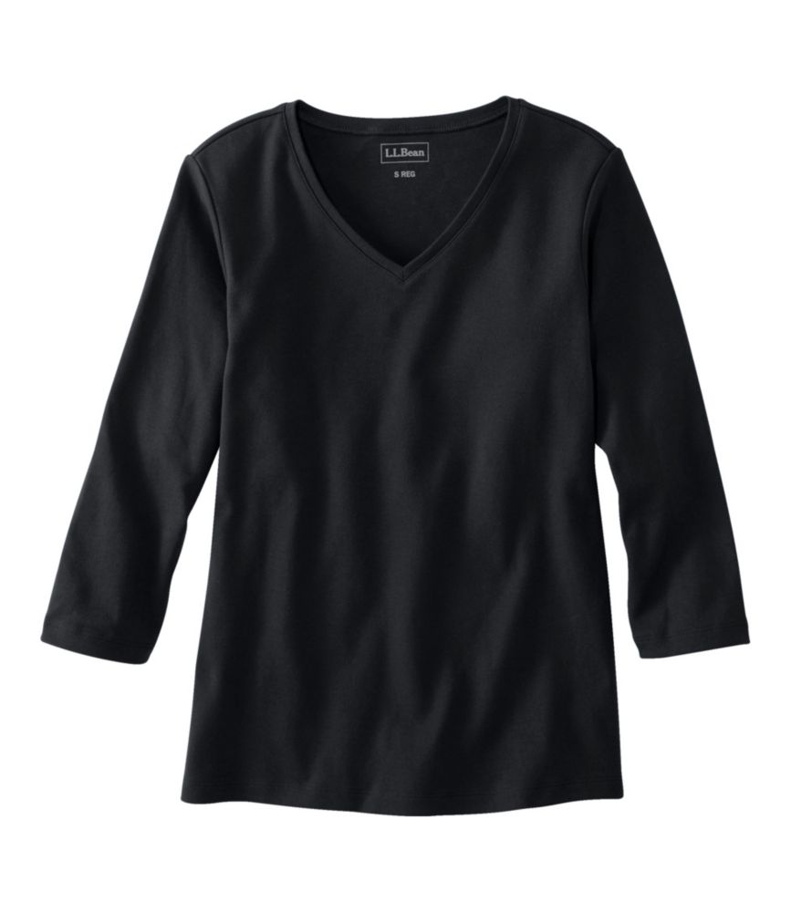 Women's L.L.Bean V-Neck, Three-Quarter-Sleeve Interlock top