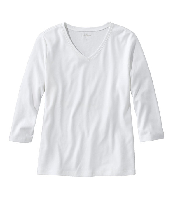 Women's Interlock V-Neck Tee, Three-Quarter Sleeve