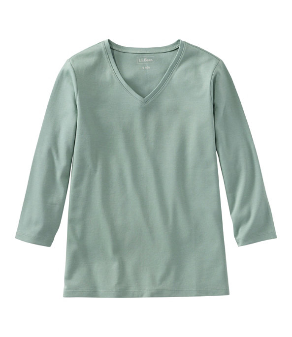 Women's L.L.Bean V-Neck, Three-Quarter-Sleeve, Faded Sage, large image number 0