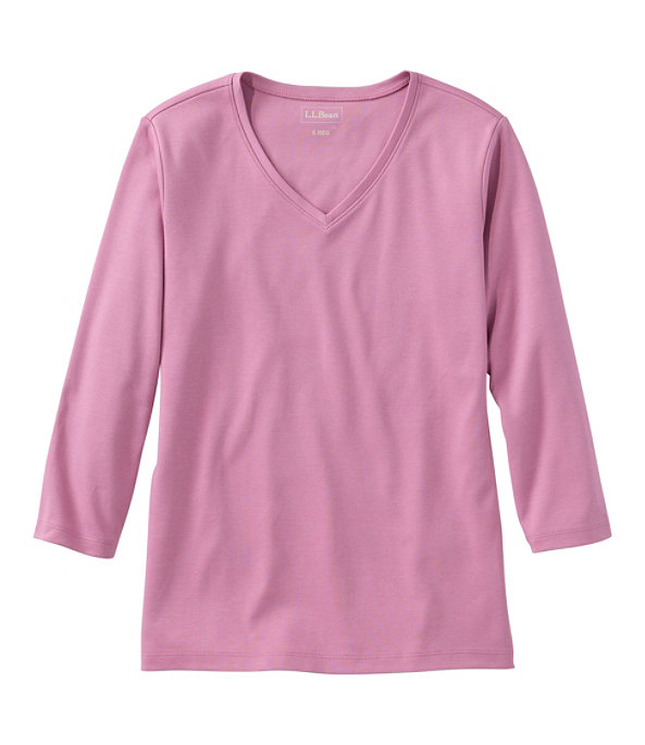 Women's L.L.Bean V-Neck, Three-Quarter-Sleeve, Iced Orchid, large image number 0