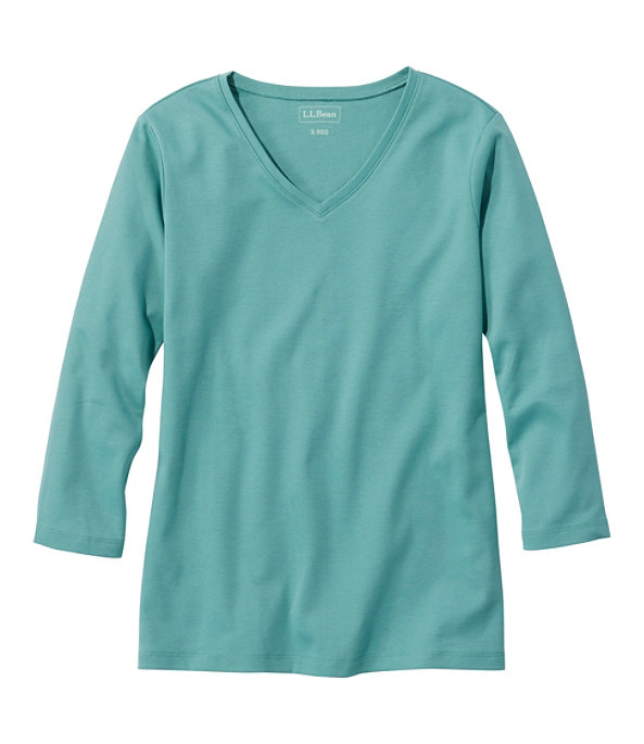 Women's L.L.Bean V-Neck, Three-Quarter-Sleeve, Silver Pine, large image number 0
