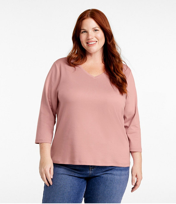 Women's L.L.Bean V-Neck, Three-Quarter-Sleeve, , large image number 1