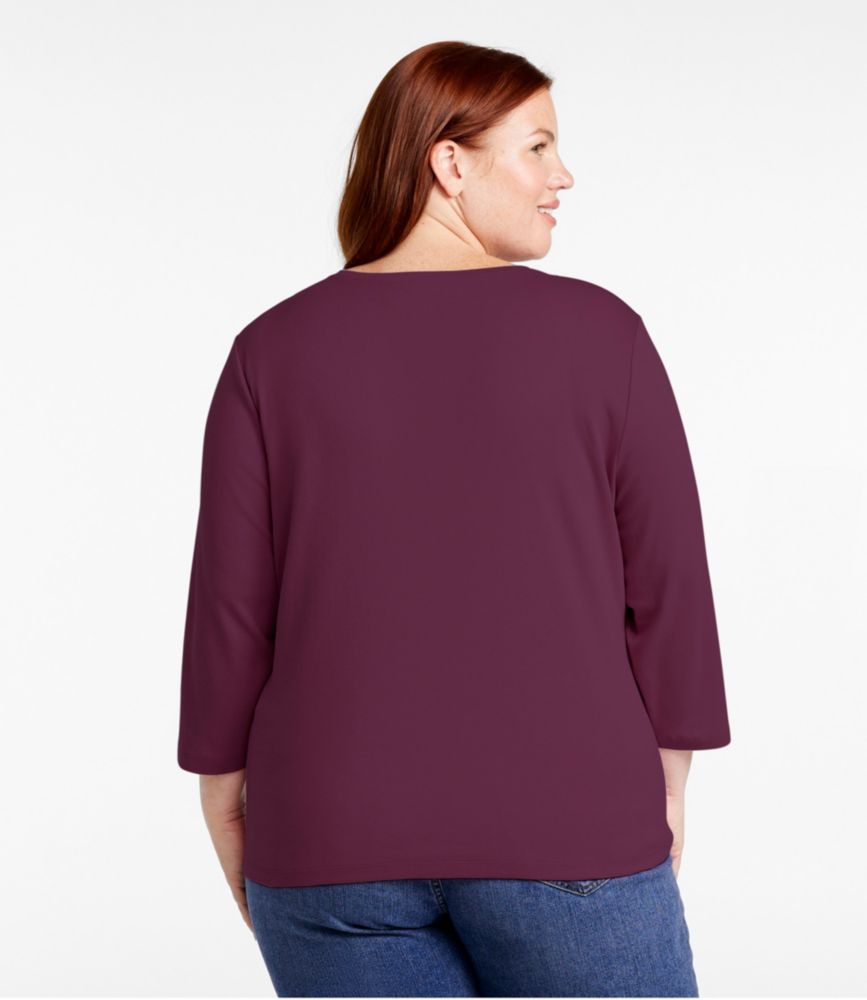 Women's L.L.Bean V-Neck, Three-Quarter-Sleeve, Alpine Blue, large image number 2