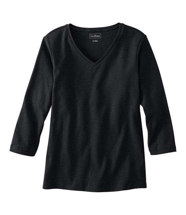 Women's L.L.Bean V-Neck, Three-Quarter-Sleeve, Black, large image number 0