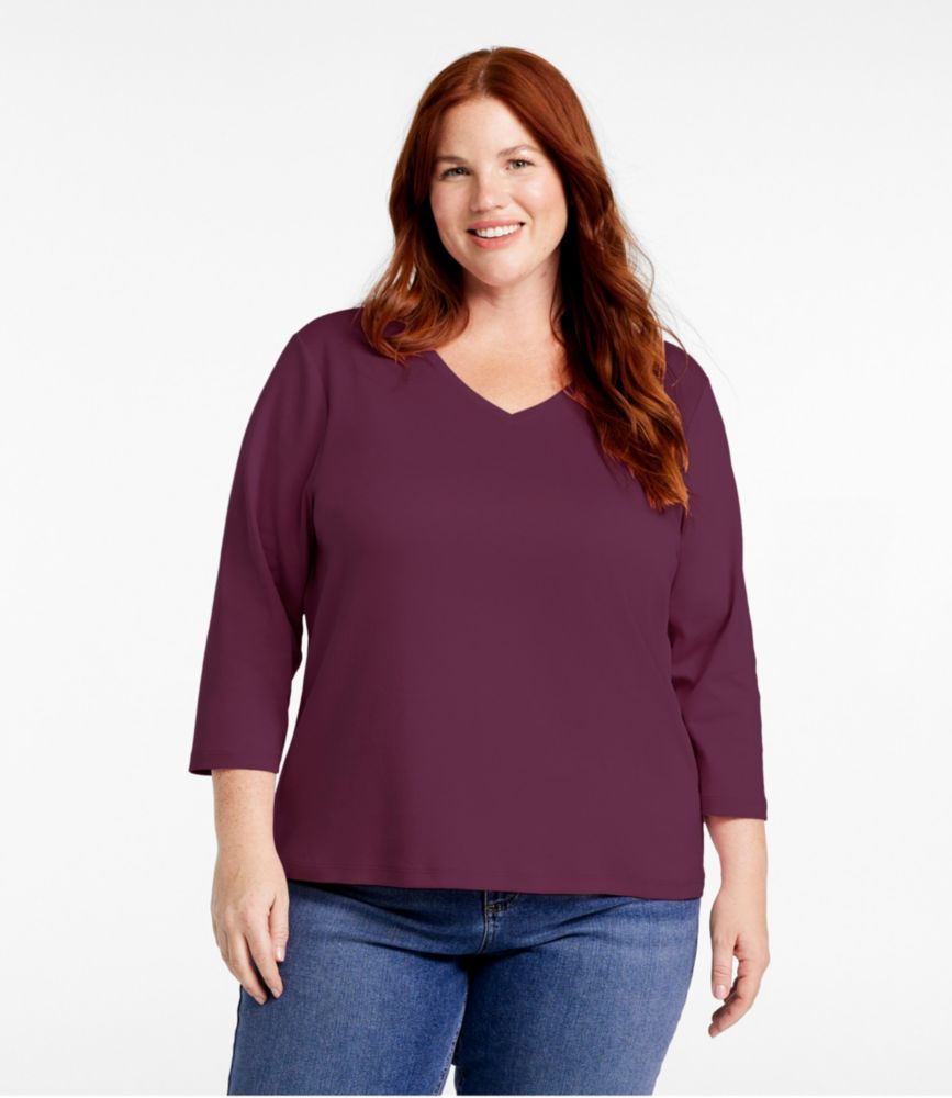 Women's L.L.Bean V-Neck, Three-Quarter-Sleeve