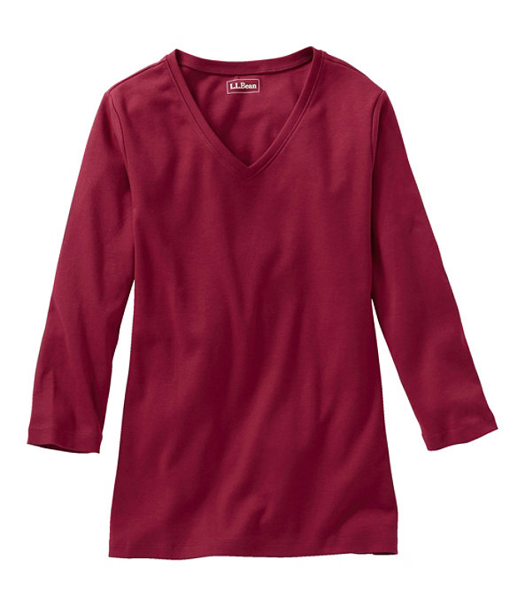 Interlock V-Neck 3/4-Sleeve, Dark Cranberry, large image number 0