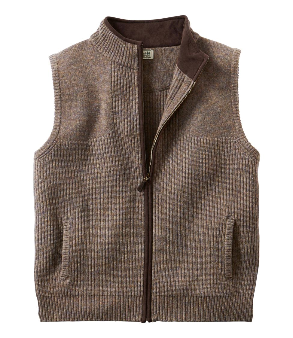 Men's Waterfowl Sweater Vest Dark Cinder Extra Small, Merino Wool/Leather | L.L.Bean