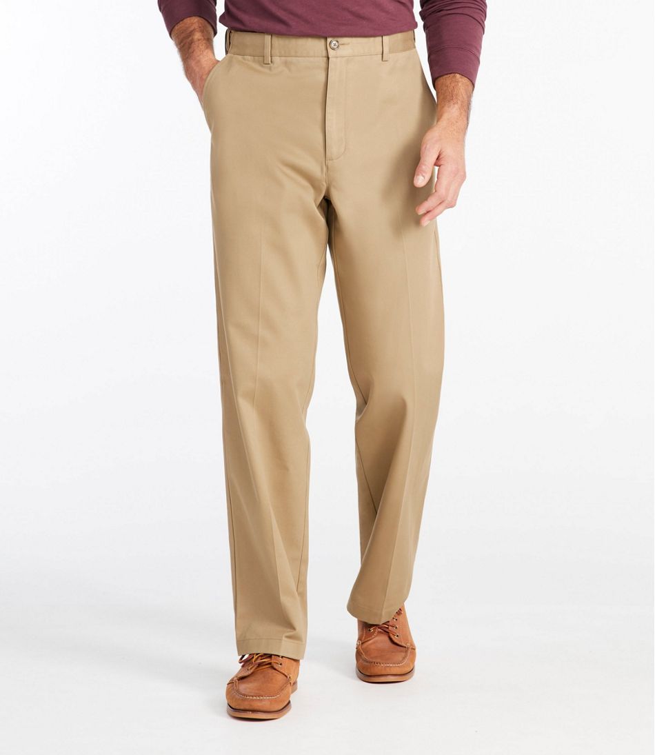 Men's Wrinkle-Free Double L Chinos, Natural Fit, Hidden Front | Pants at
