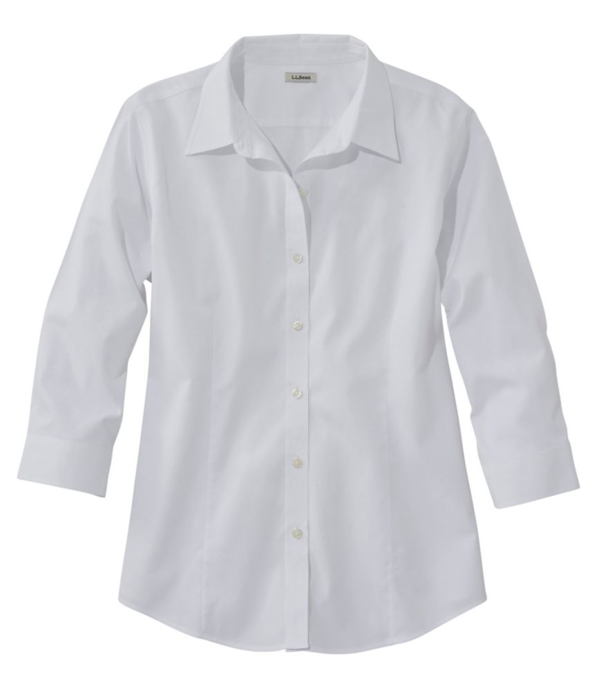 Women's Pinpoint Oxford Cloth Shirt, Three-Quarter Sleeve