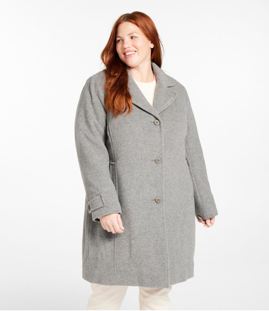 Women's Classic Lambswool Polo Coat, Three-Quarter, Light Gray Heather, small image number 2