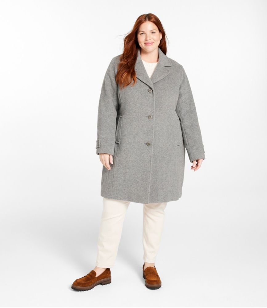 Women's Classic Lambswool Polo Coat, Three-Quarter, Light Gray Heather, small image number 4