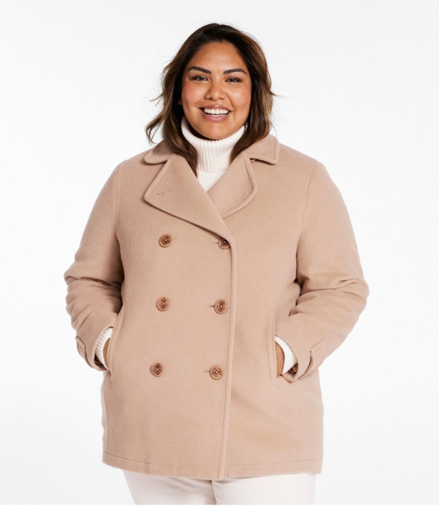 Women's Classic Lambswool Peacoat, Camel, small image number 2