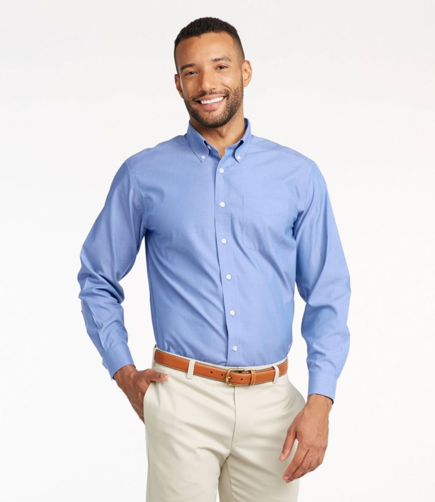 Men's Wrinkle-Free Pinpoint Oxford Cloth Shirt, Traditional Fit, Blue, small image number 2