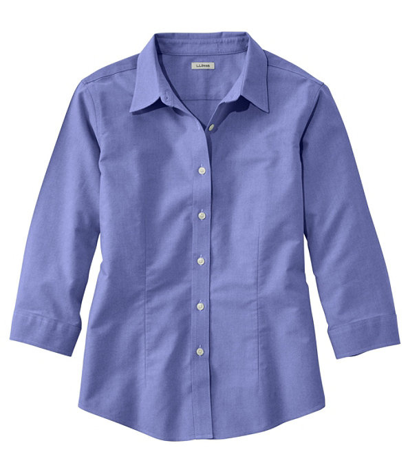 Women's Classic Oxford Cloth Shirt, Three-Quarter Sleeve, Royal Blue, large image number 0