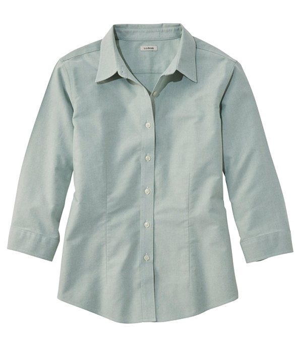 Women's Classic Oxford Cloth Shirt, Three-Quarter Sleeve, Dark Elm, large image number 0