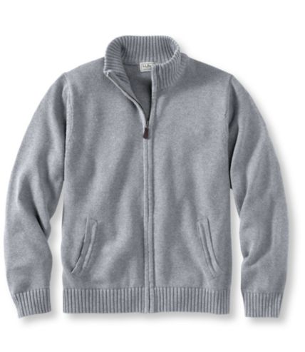 Double L Cotton Sweater, Full-Zip