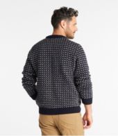 Men's Wicked Soft Cotton/Cashmere Sweater, Crewneck, Intarsia Classic Navy Fair Isle Medium, Cotton Blend | L.L.Bean