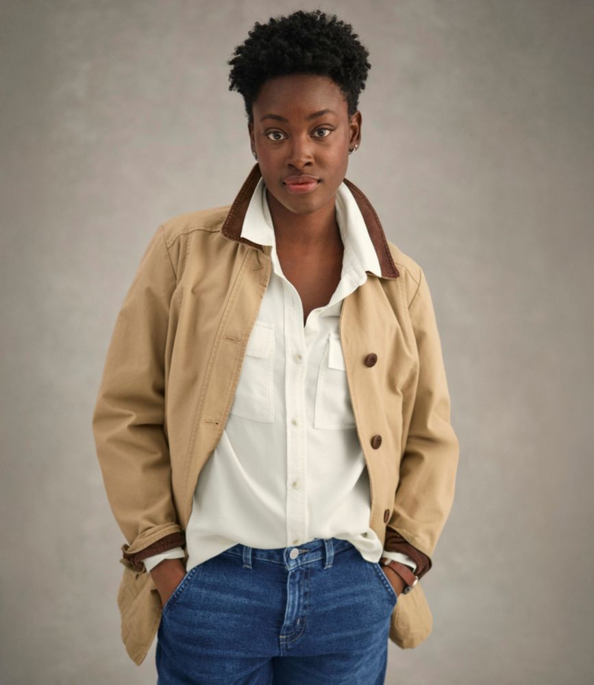 Women's Adirondack Barn Coat, Flannel-Lined, Dark Khaki, small image number 7