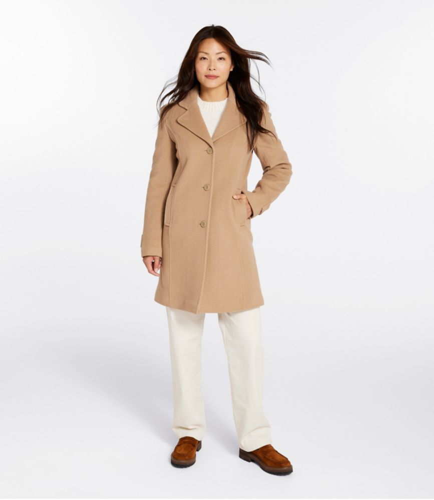 Women's Classic Lambswool Polo Coat, Three-Quarter Length
