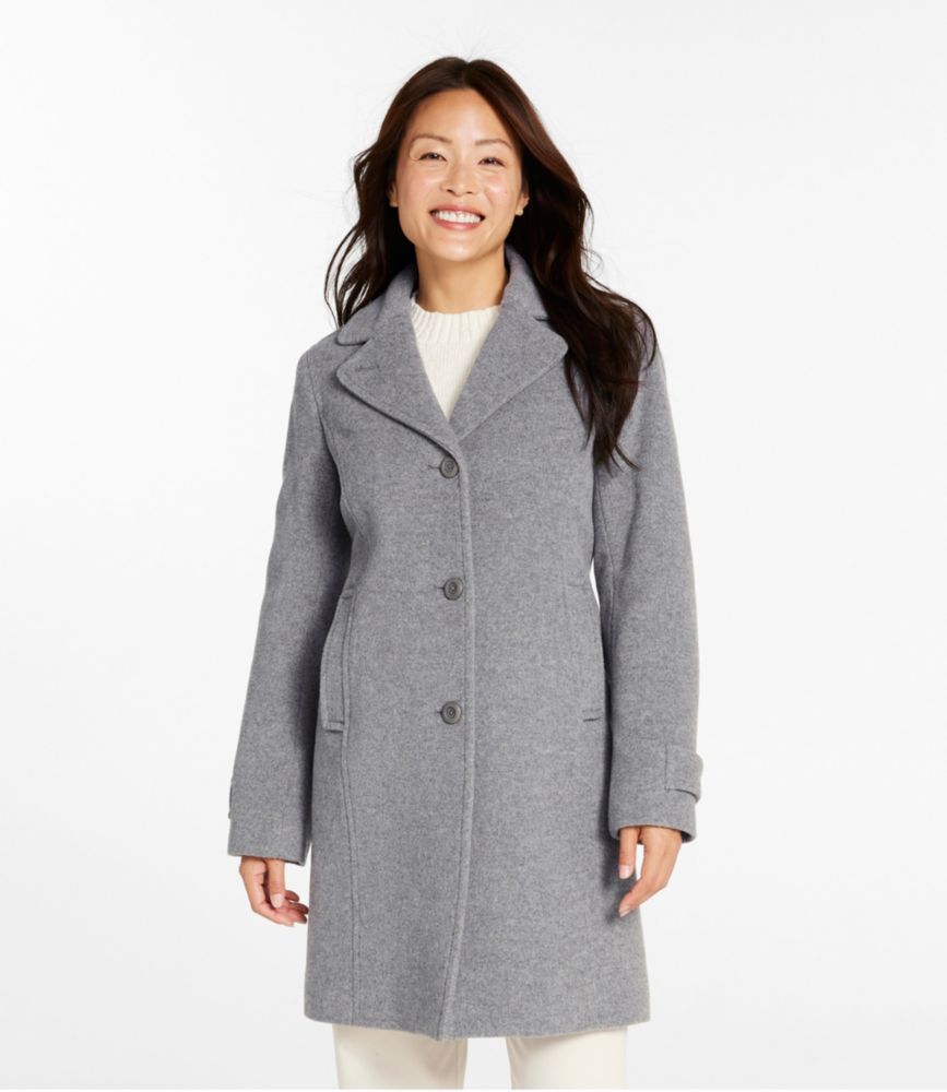 Women's Classic Lambswool Polo Coat, Three-Quarter, Hickory Heather, small image number 2