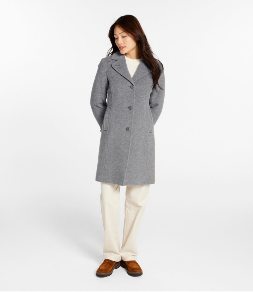 Women's Classic Lambswool Polo Coat, Three-Quarter, Hickory Heather, small image number 4