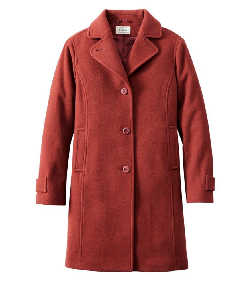 Women's Classic Lambswool Polo Coat, Three-Quarter, Hickory Heather, small image number 1