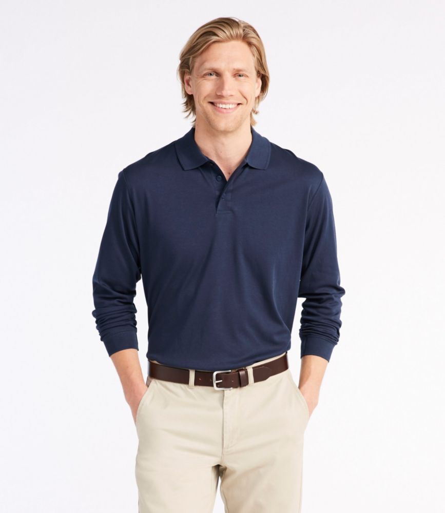 Men's Pima Cotton Polo, Traditional Fit LongSleeve