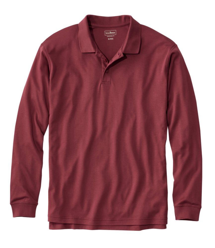 Men's Pima Cotton Polo, Traditional Fit LongSleeve