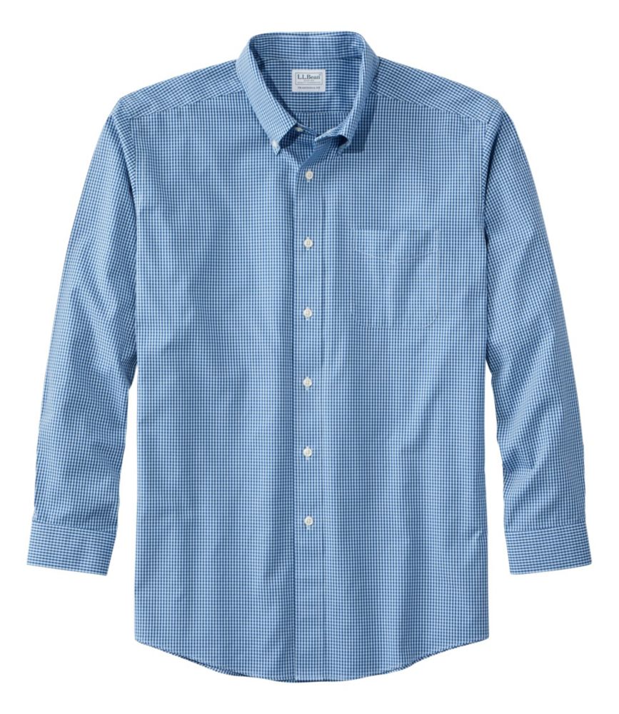 Men's Wrinkle-Free Pinpoint Oxford Cloth Shirt, Traditional Fit Tattersall, Bright Blue, small image number 6