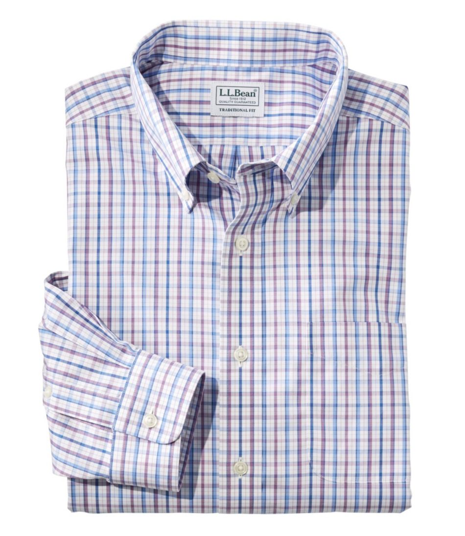 Men's Wrinkle-Free Pinpoint Oxford Cloth Shirt, Traditional Fit Tattersall