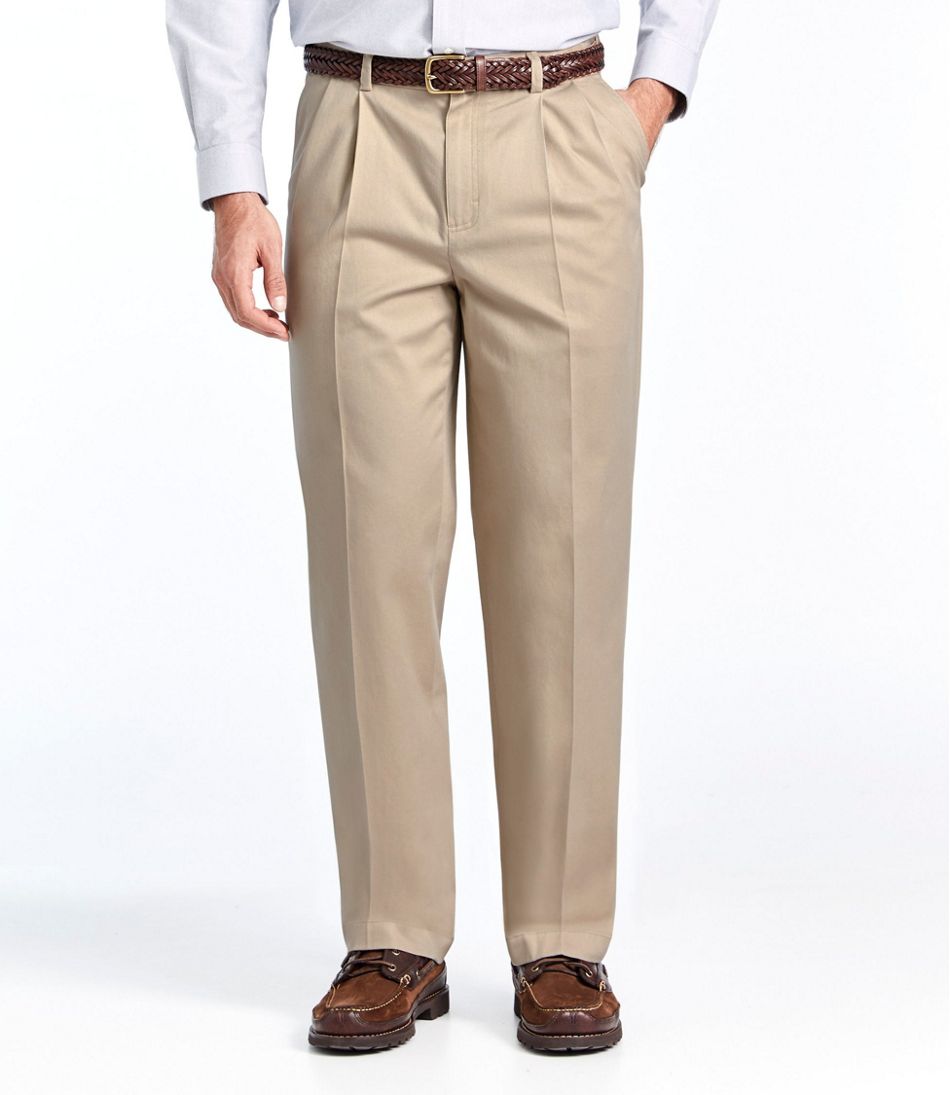 Men's Wrinkle-Free Dress Chinos, Natural Fit Hidden Comfort Pleated ...
