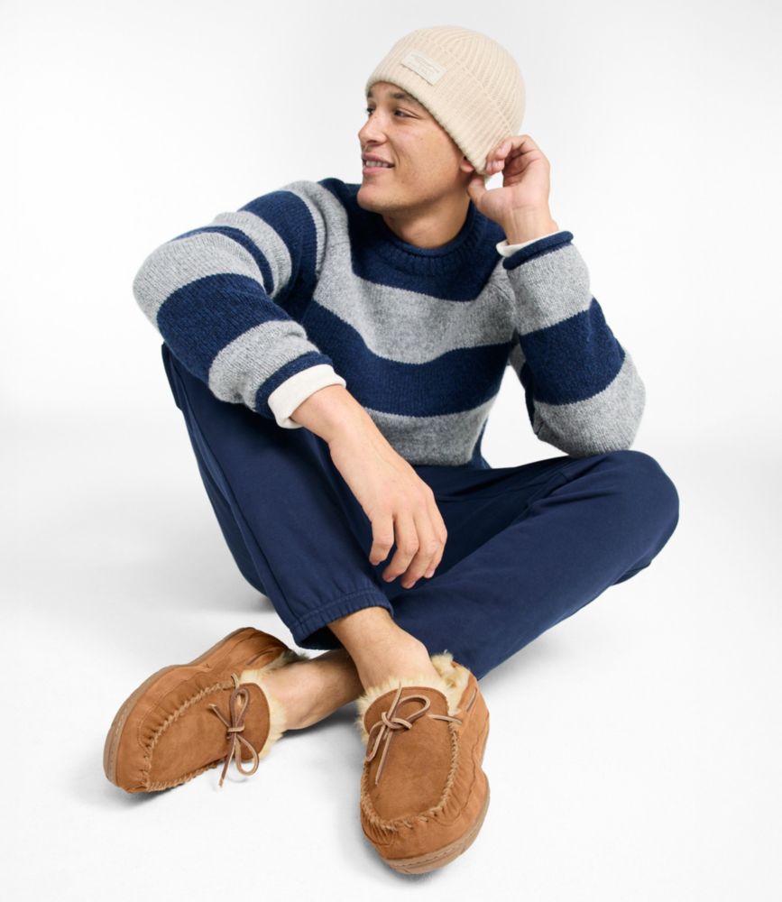 Men's Wicked Good Moccasins, Carbon Navy/Saddle, small image number 8